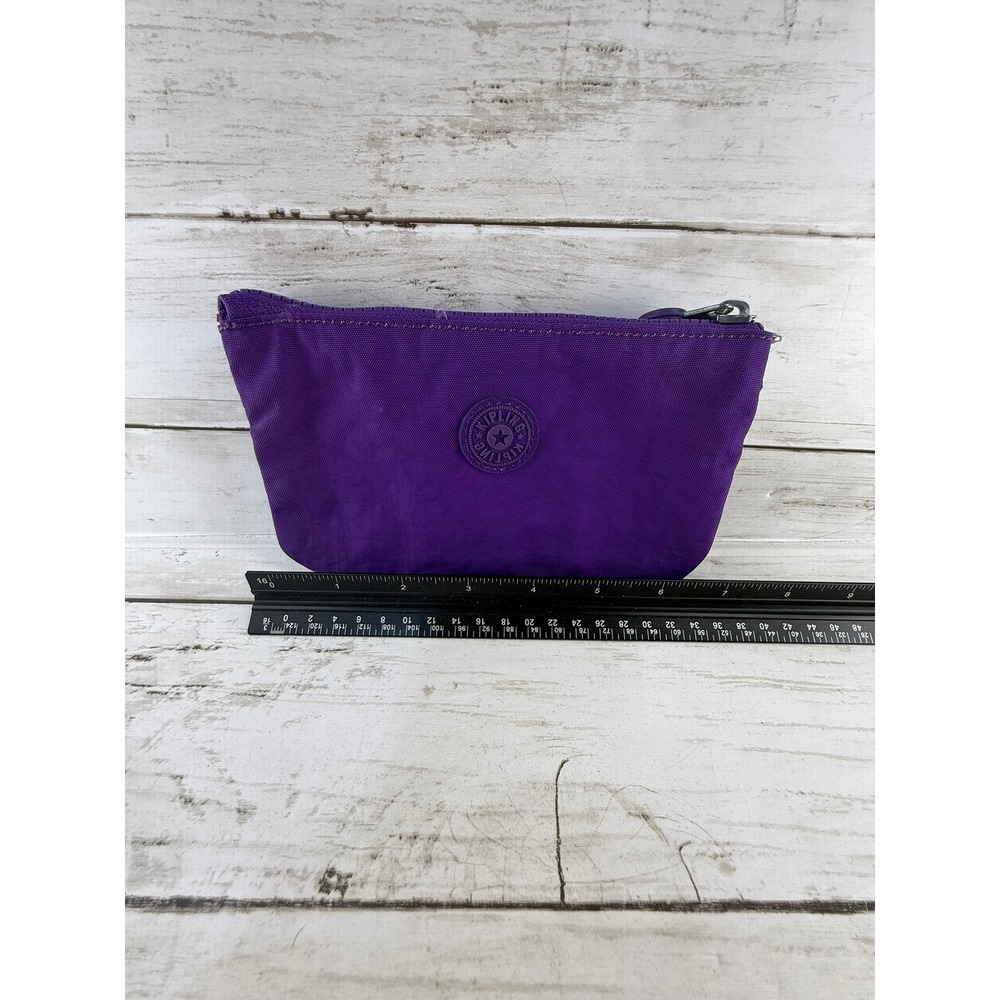 Kipling Purple The Future Is Female Nylon Zipper Pouch Makeup Bag with Monkey